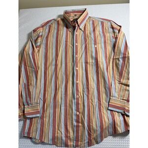Haupt Shirt Mens L Button-Down Multi-Color Vertical Stripe EUC